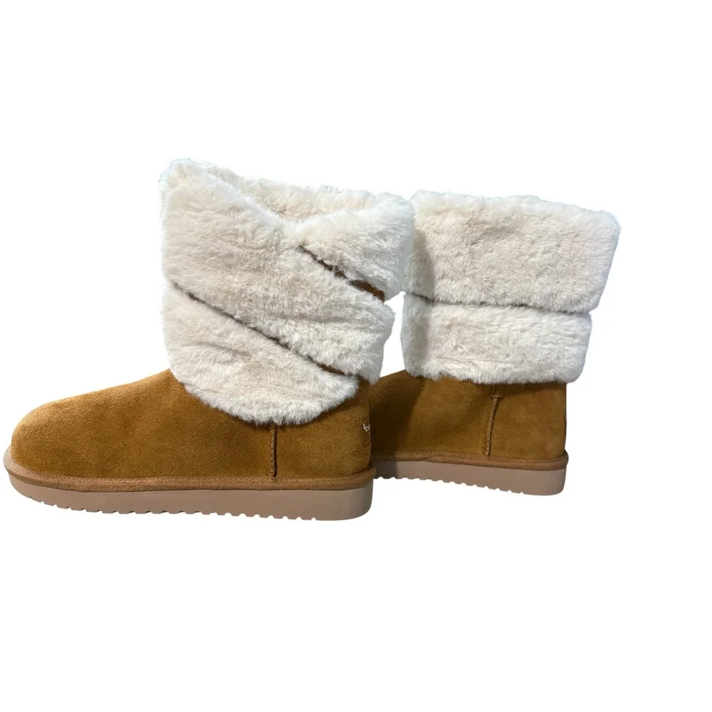 UGG Boots Suede Womens Size 7 Chestnut Tan Faux Fur Winter Koolaburra Classic